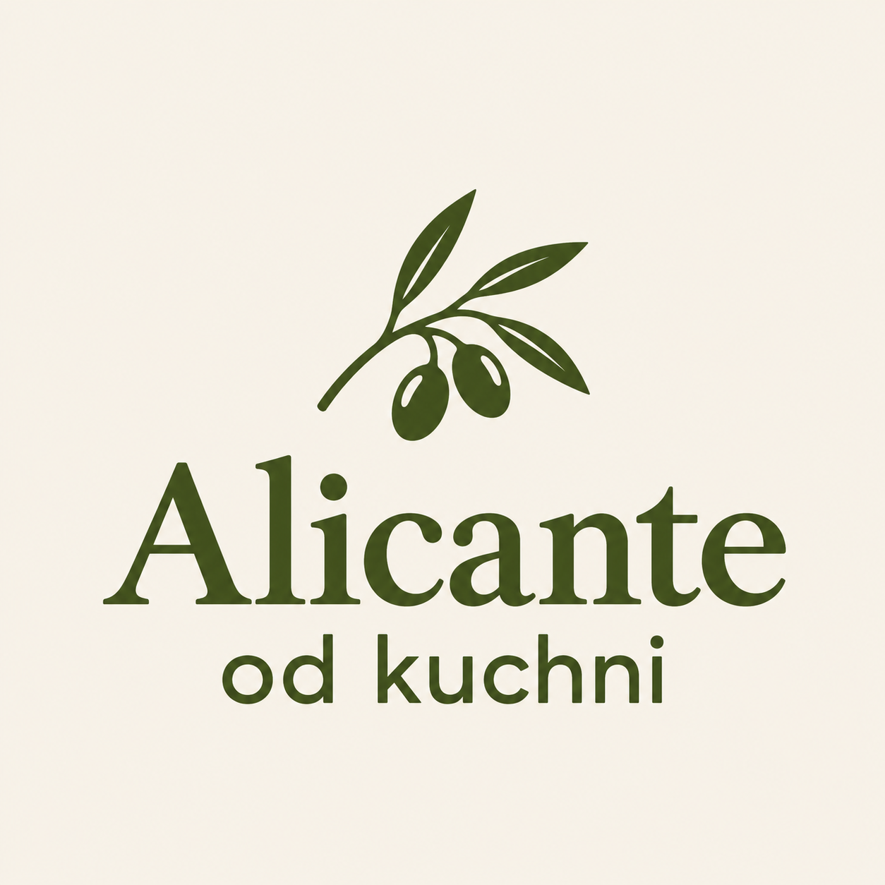 Alicante od kuchni — logo z gałązką oliwną